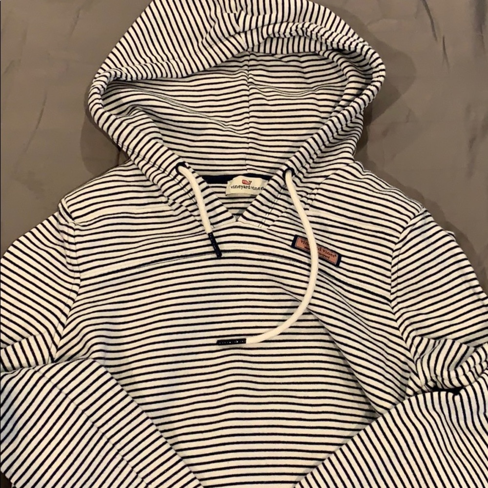 Vineyard Vines Black and White Striped Hoodie